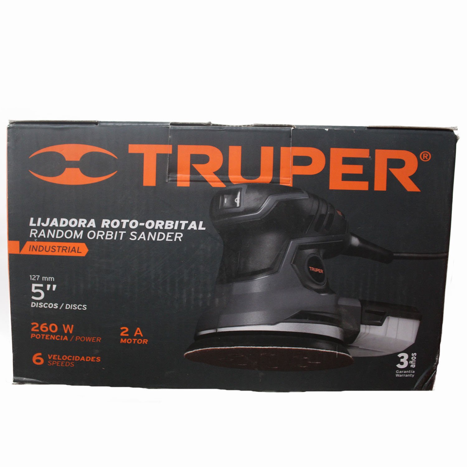 LIJADORA ROTO ORBITAL, 5′, INDUSTRIAL, 240 W (Truper)