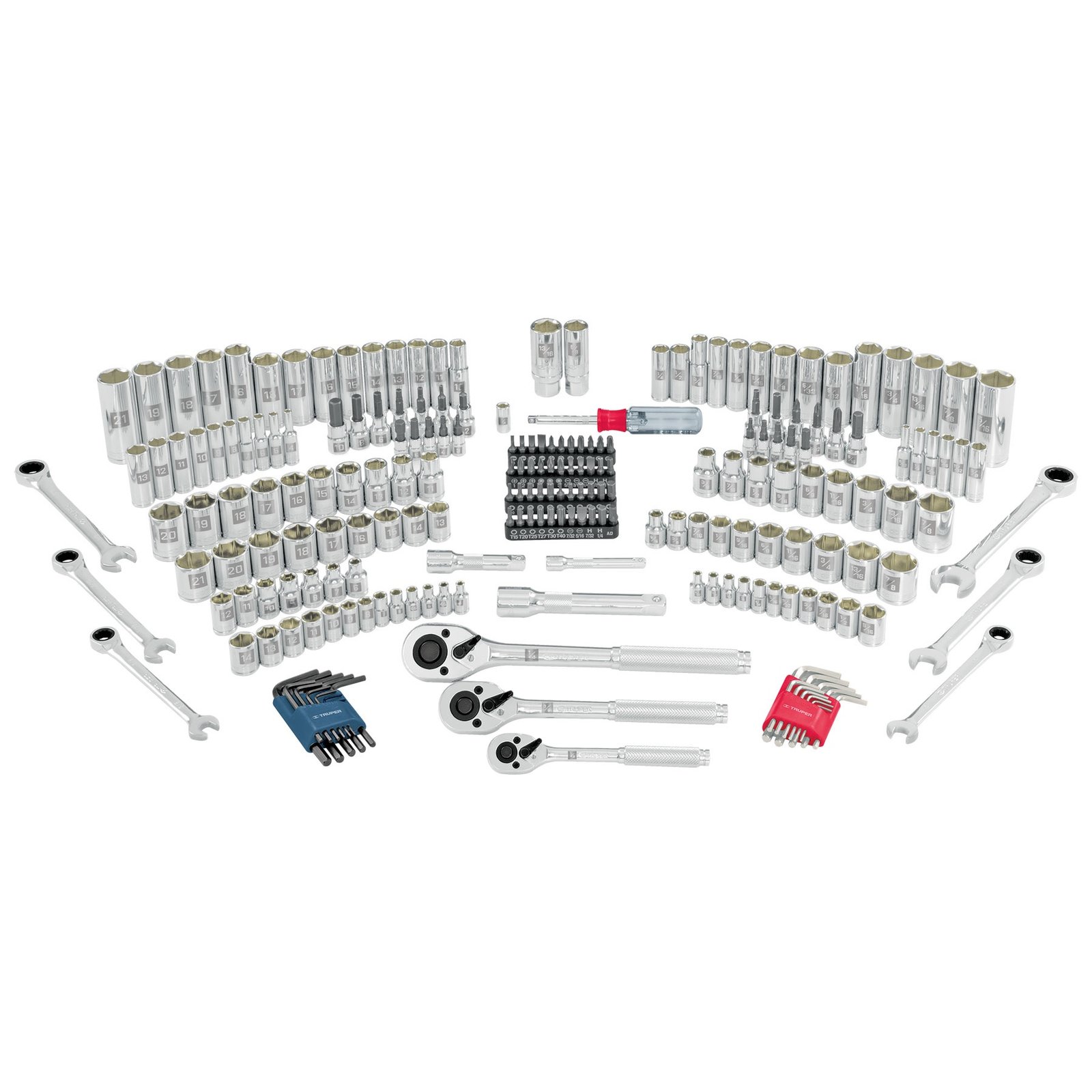 JUEGO AUTOCLÉ, CUADRO 1/4, 3/8 Y 1/2′, 217 PIEZAS, (Truper)