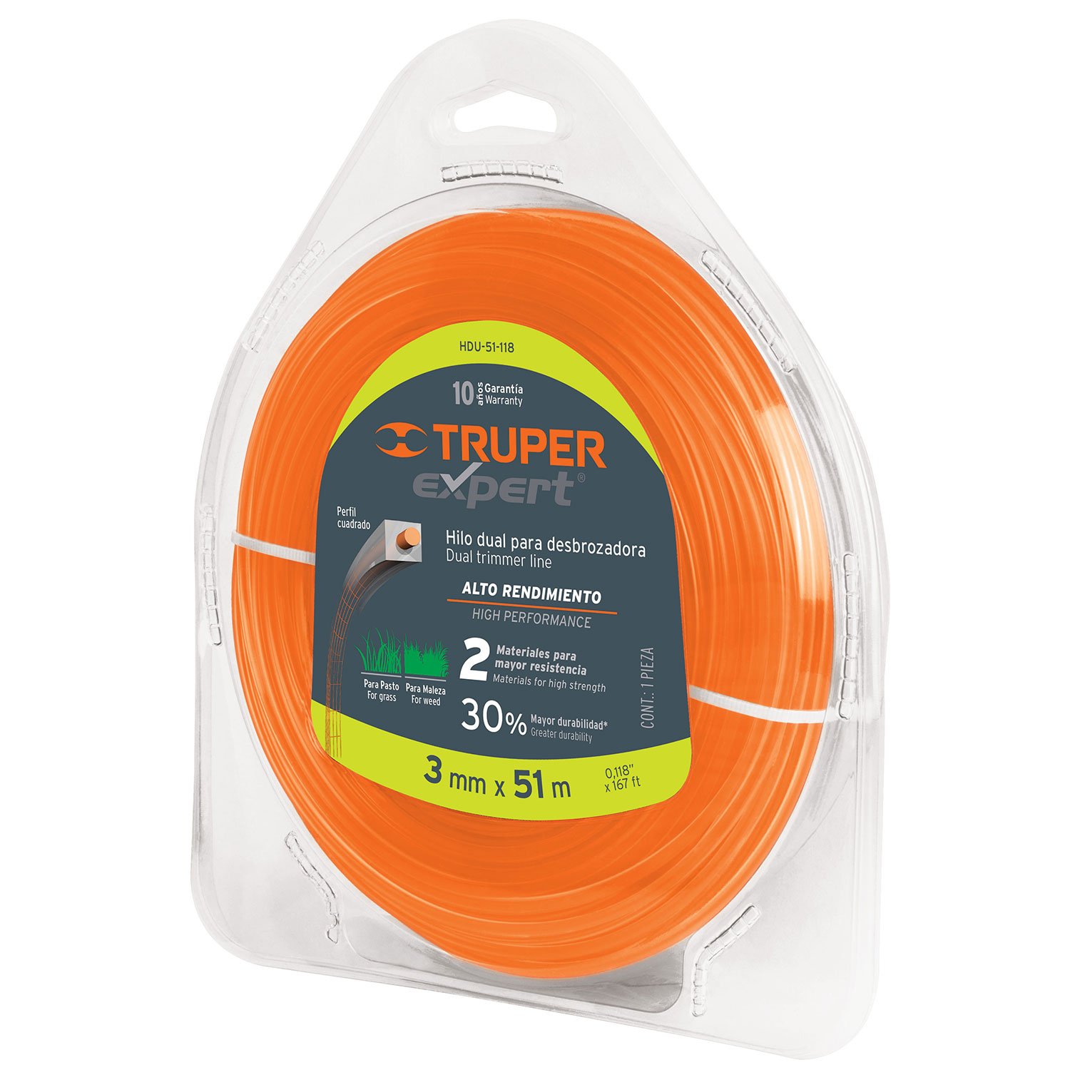 HILO PARA DESBROZADORA DUAL, EN BLISTER, 78 M, 0.0 (Truper)