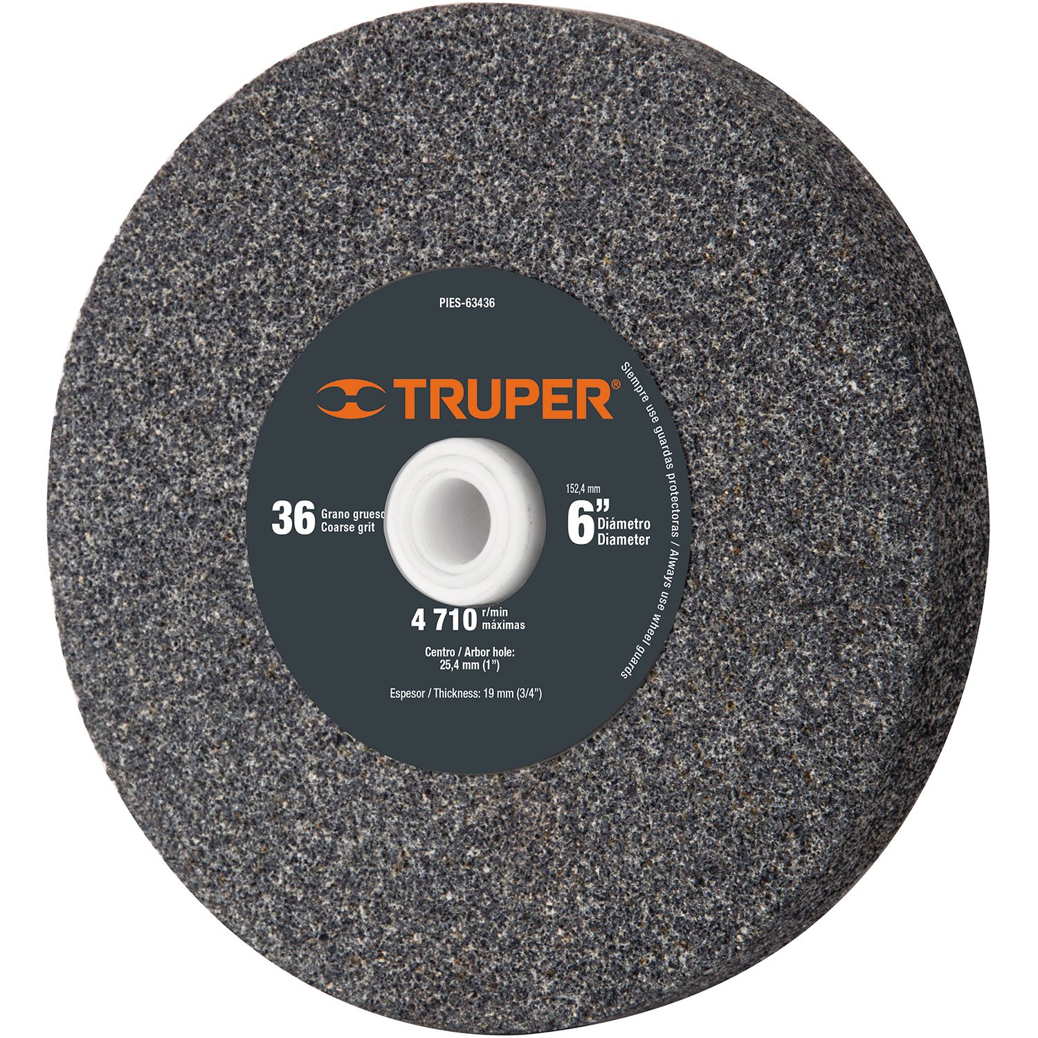 RUEDA ABRASIVA P/ESMERIL 6X3/4′ GRANO 36 (Truper)