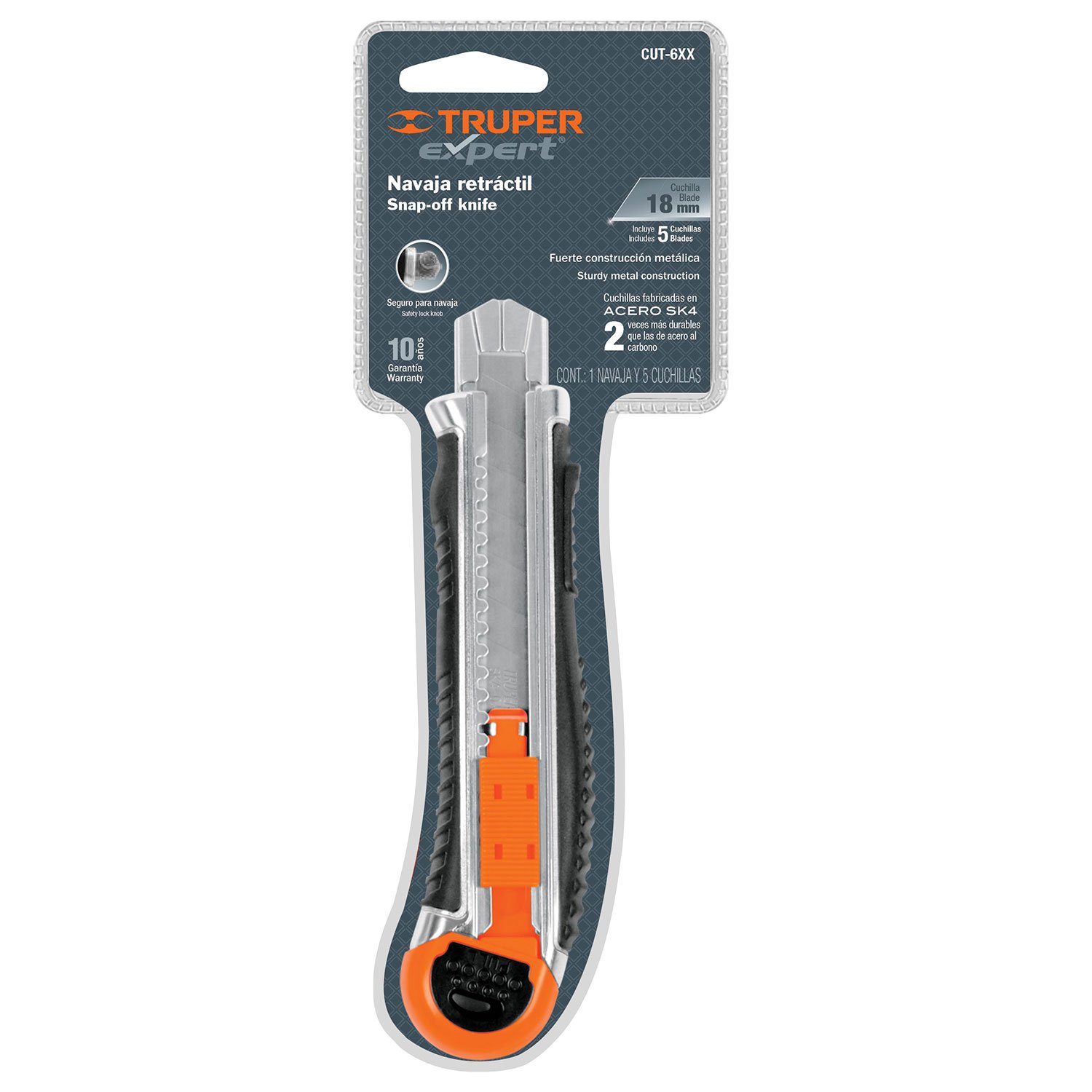 NAVAJA (CUTTER) 6′ C/CUERPO PLAS Y GRIP (Truper)