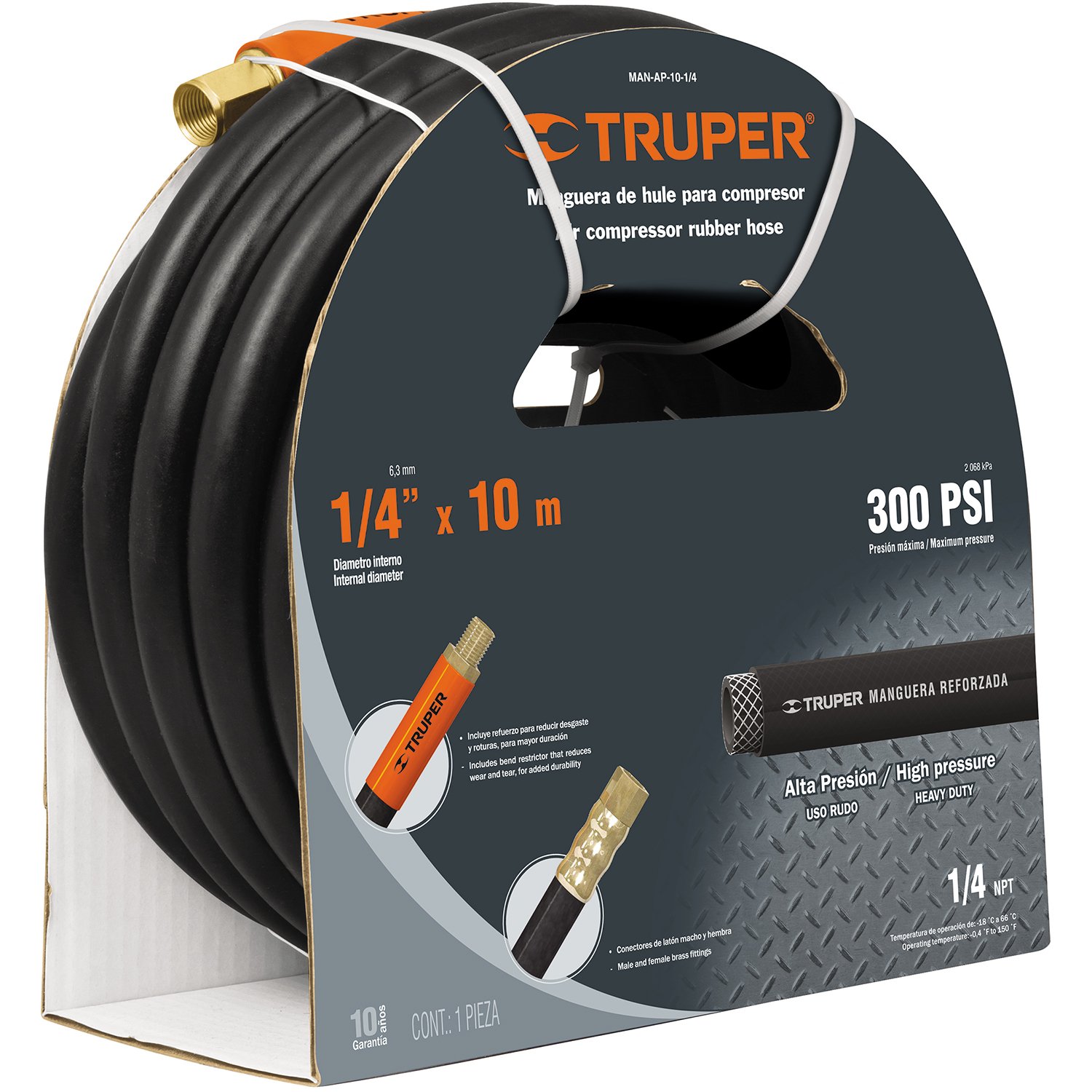 MANGUERA P/COMPRESOR 300 PSI , 1/4′ ,10M (Truper)