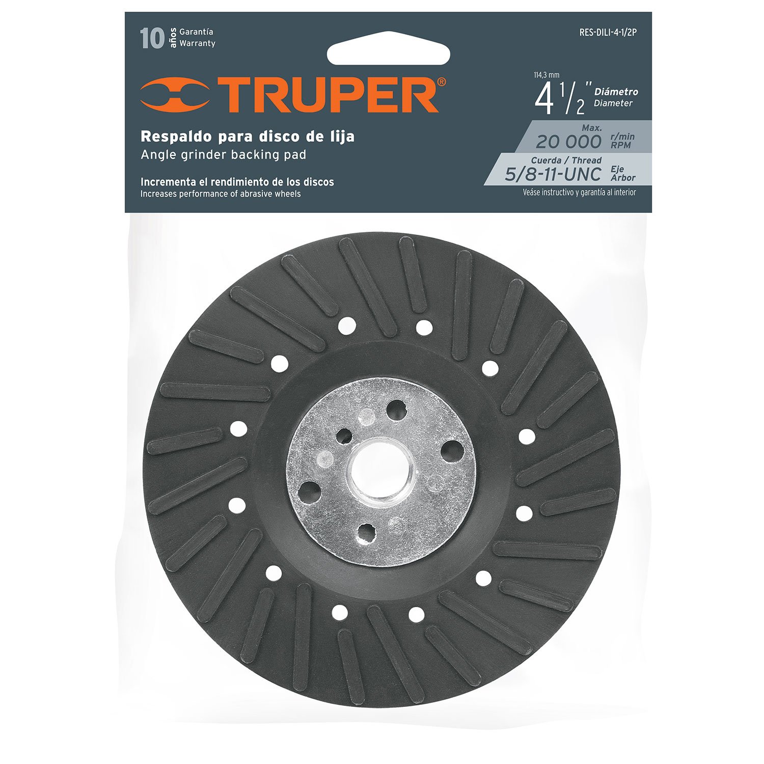 RESPALDO DISCO DE LIJA,4-1/2′,ROSCA MM (Truper)