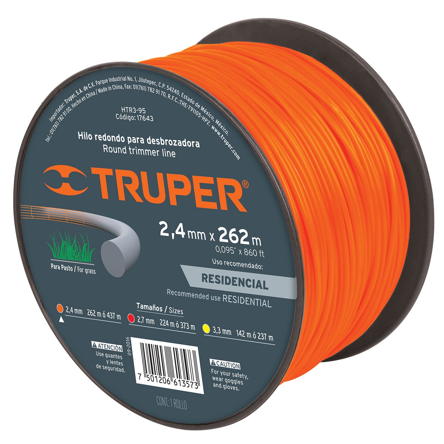 HILO REDONDO .095′-2.4MM X 262M CARRETE (Truper)