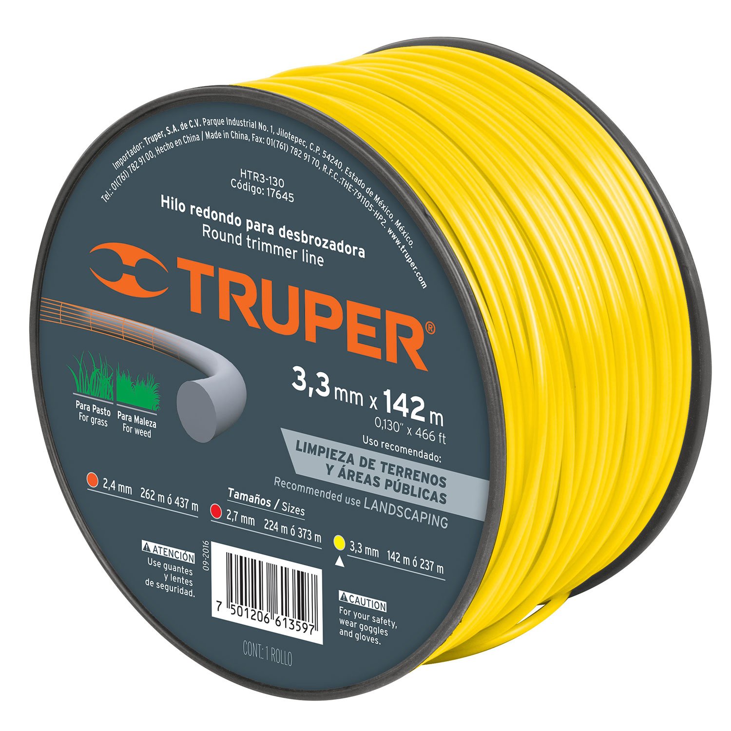HILO REDONDO .130′-3.3MM X 142M CARRETE (Truper)