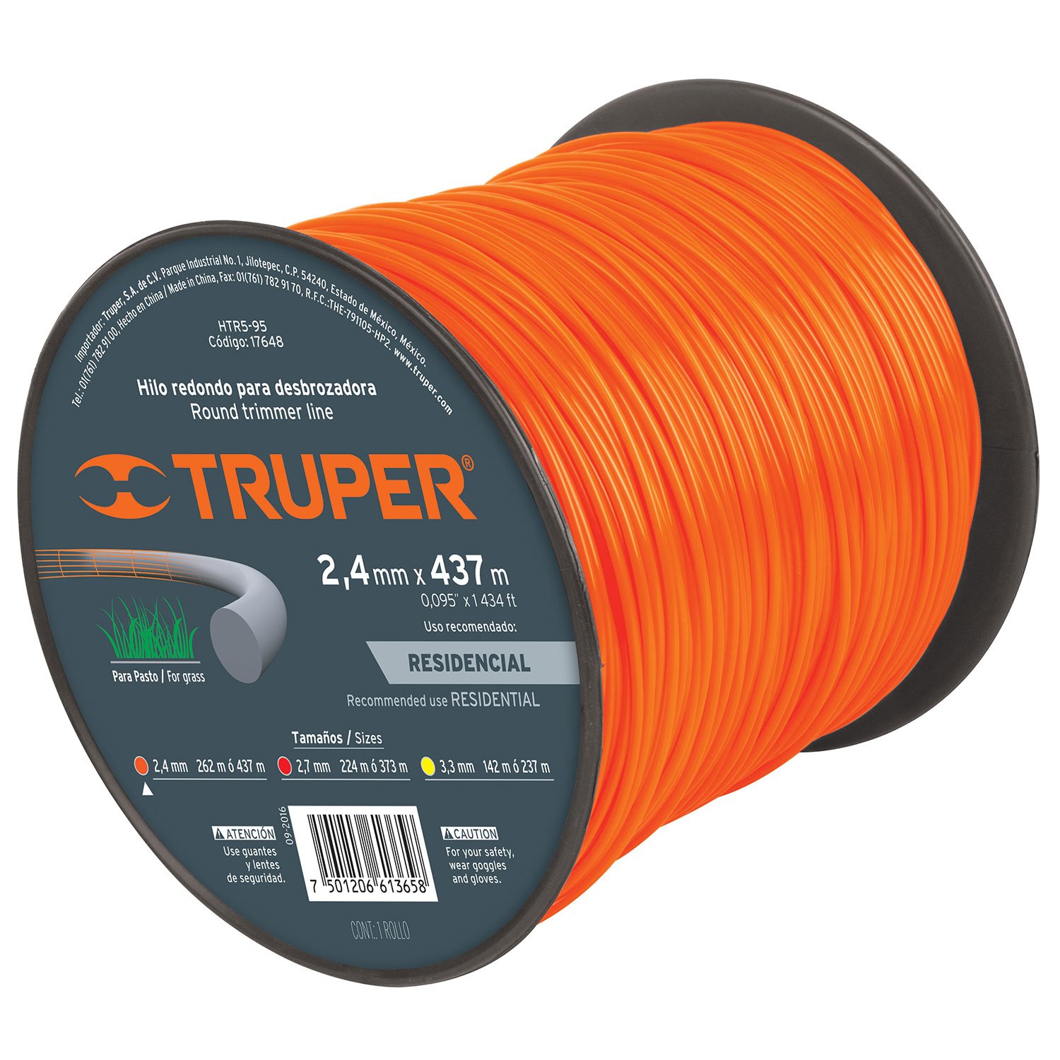 HILO REDONDO .095′-2.4MM X 437M CARRETE (Truper)