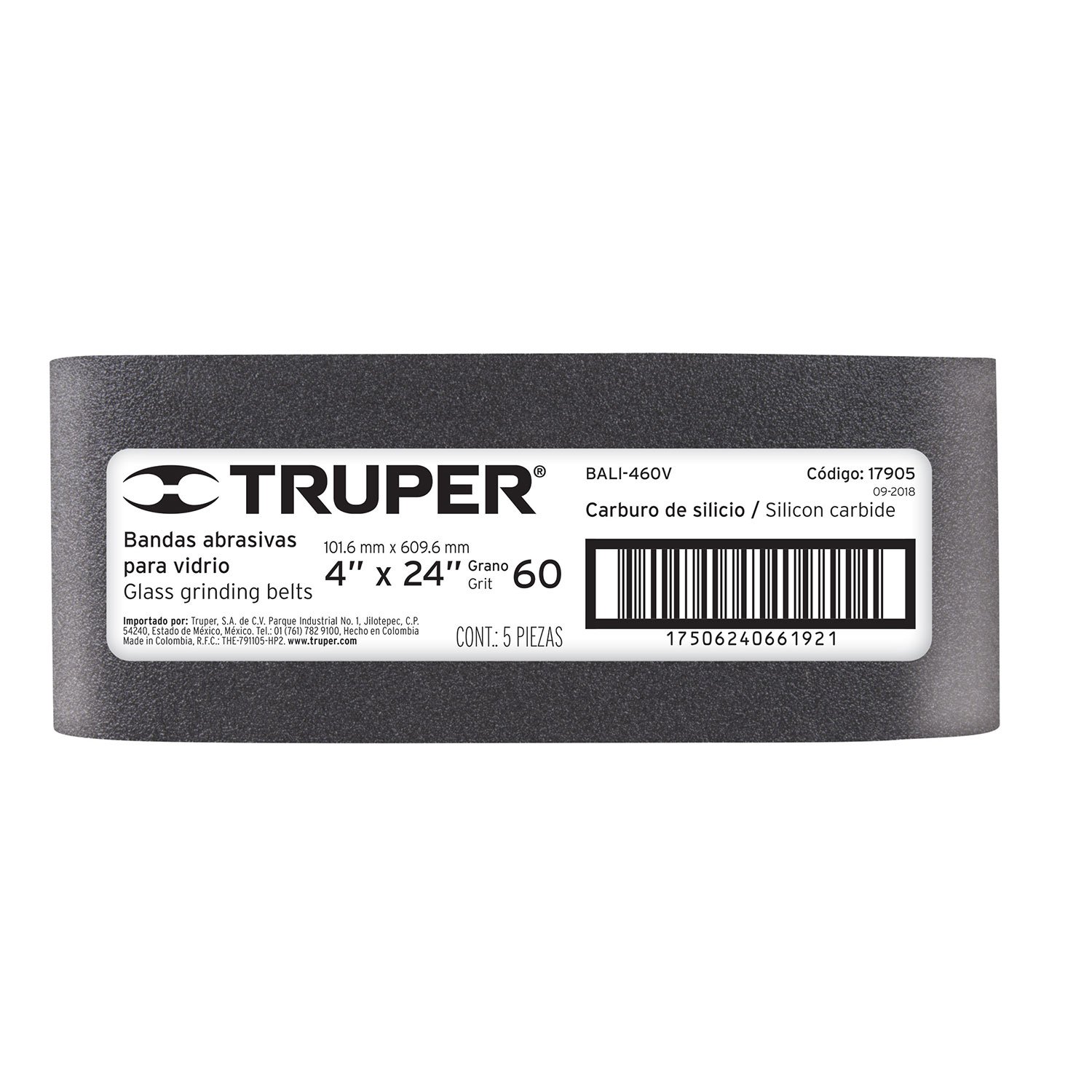 BANDA DE LIJA PARA VIDRIO 4 X 24′ GRANO 60 (Truper)