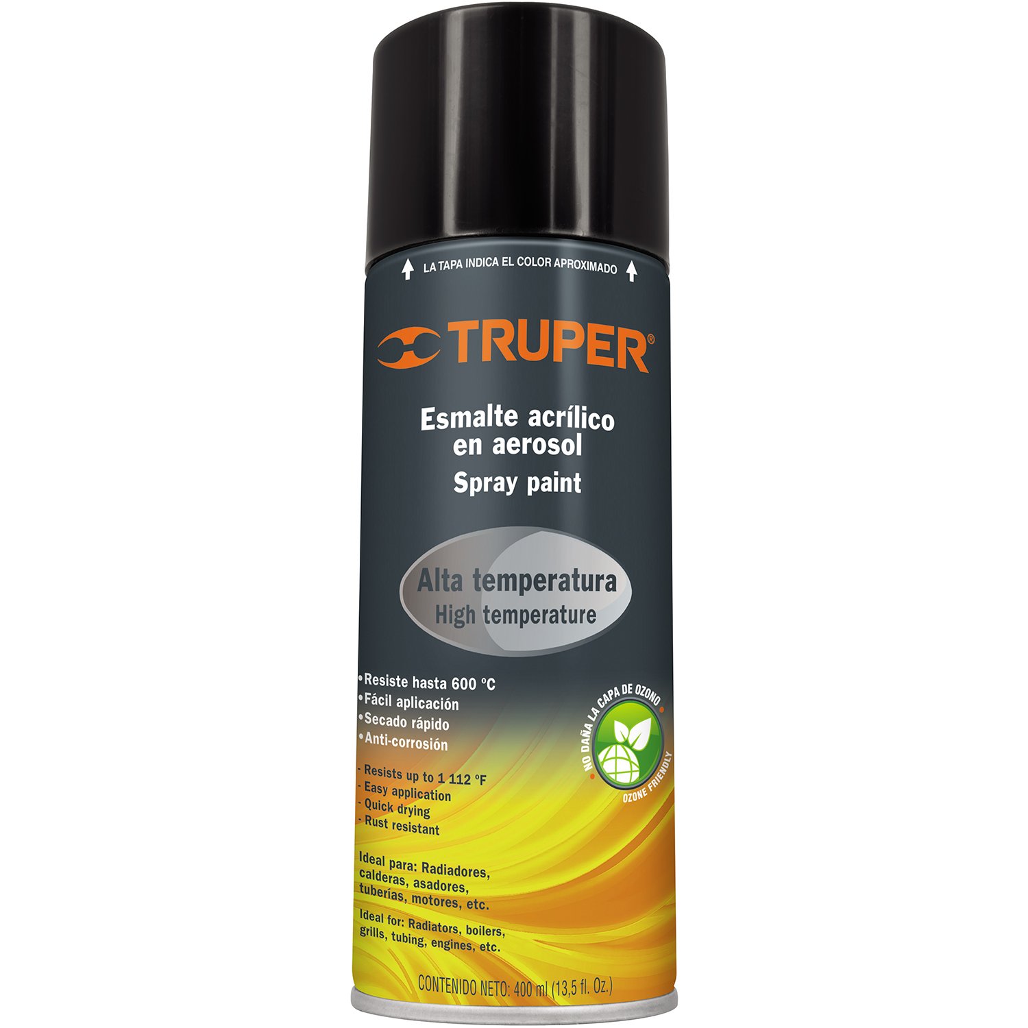 PINTURA AEROSOL, ALTA TEMPERATURA, NEGRO (Truper)