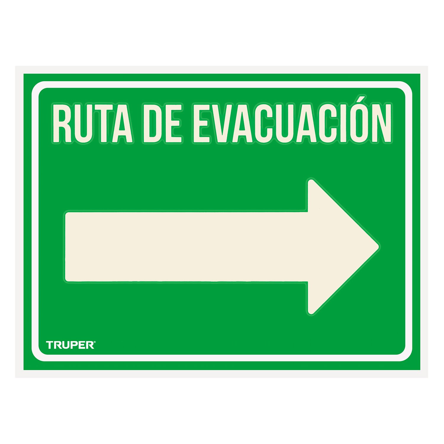 LETRERO DE SEÑALIZACIÓN ‘RUTA EVACUACIÓN DERECHA’, (Truper)