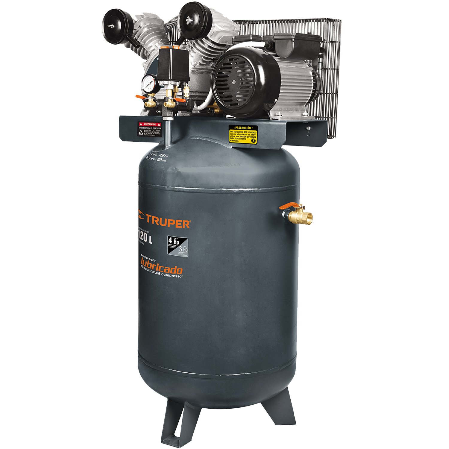 COMPRESOR DE AIRE DE 120 LTS, VERTICAL (Truper)