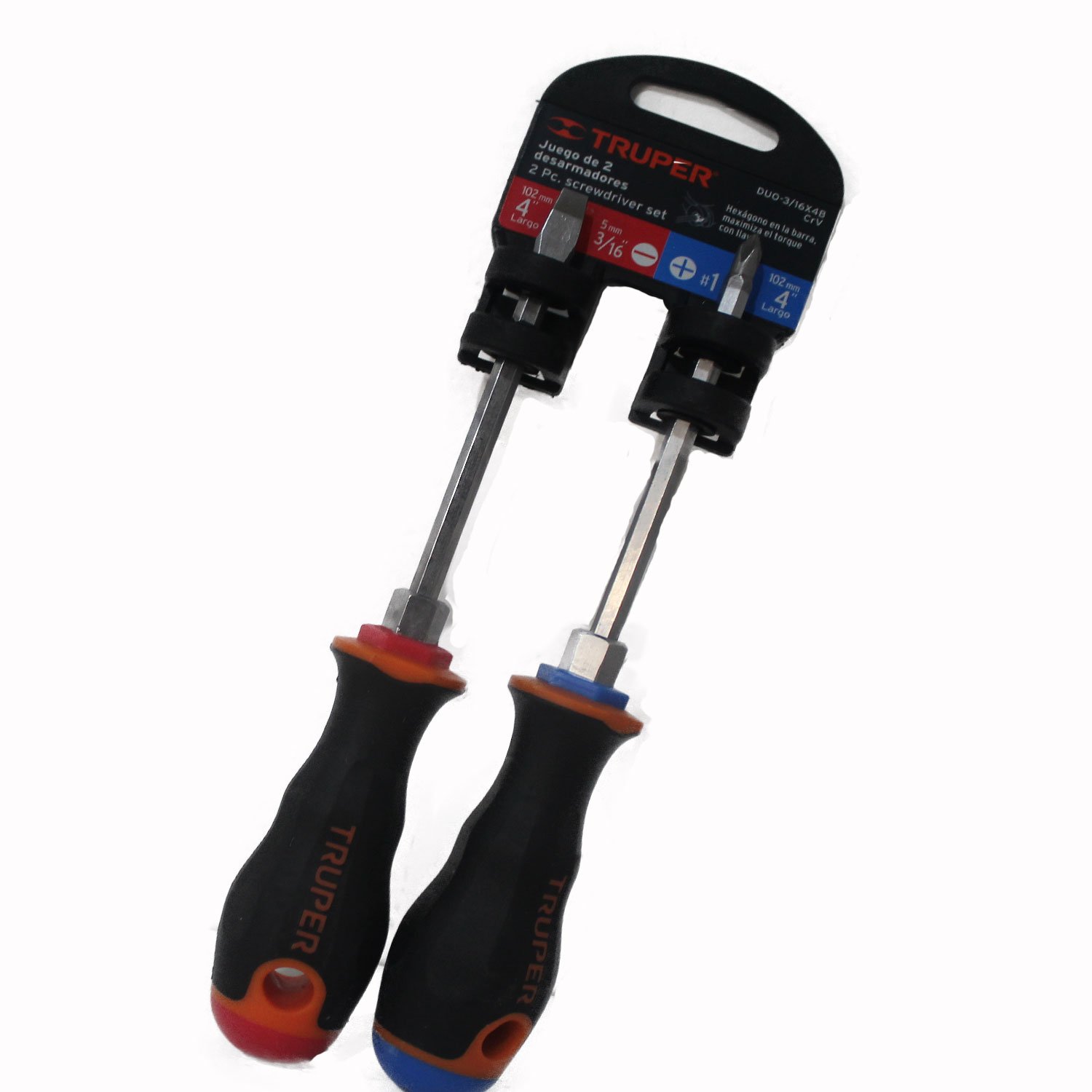 DUO DE DESARMADORES 3/16X4 MANGO COMFORT GRIP (Truper)