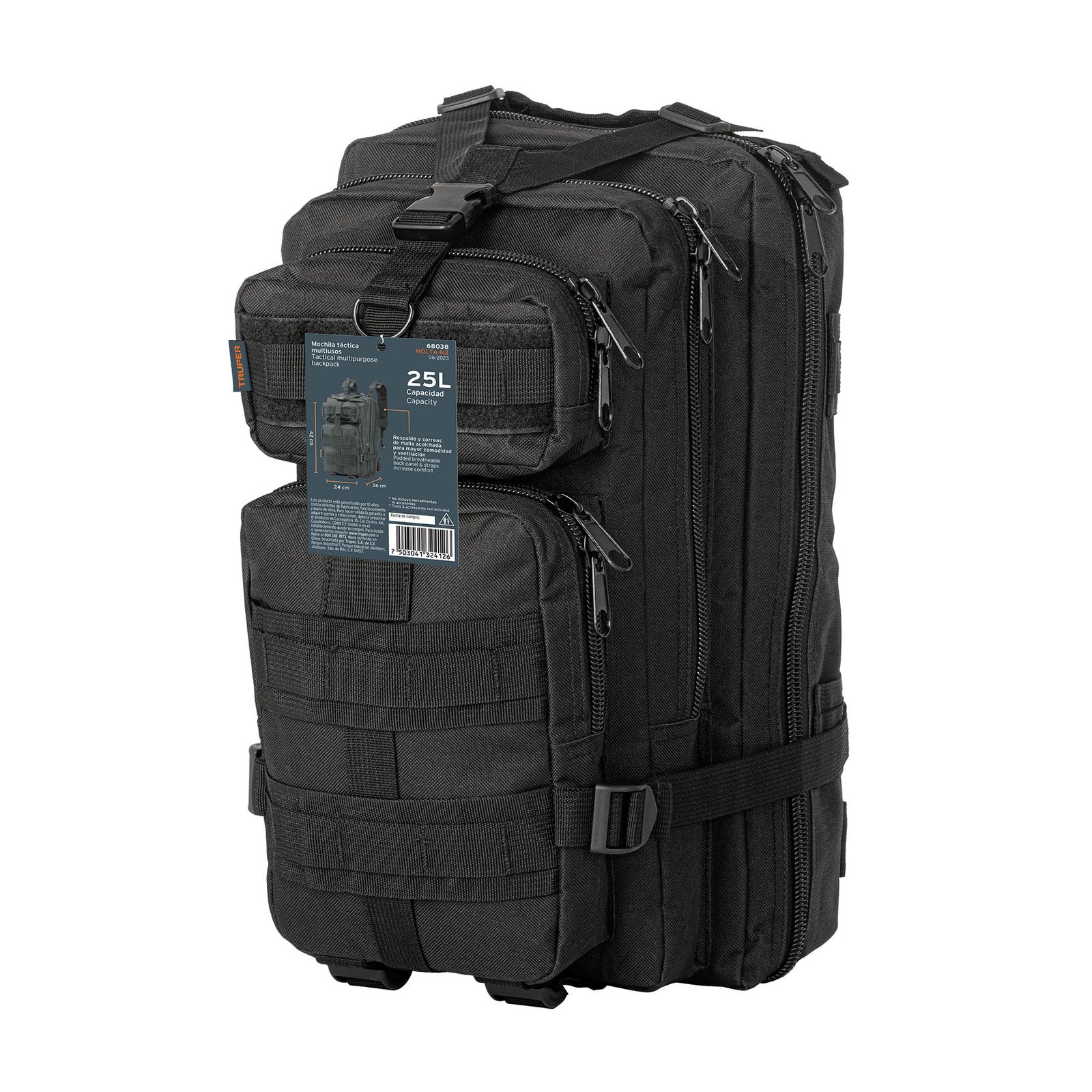 MOCHILA TÁCTICA NEGRA, TRUPER (Truper)